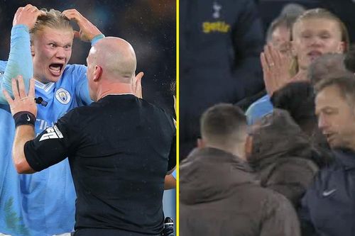 VIDEO cận cảnh tình huống cãi vã nảy lửa giữa Haaland và cầu thủ Tottenham sau quyết định 'gây bão' của trọng tài