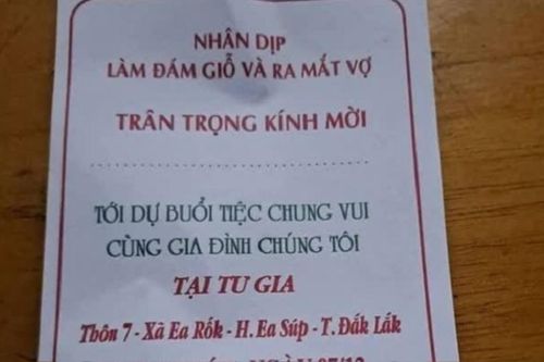 Xôn xao tấm thiệp mời khách tham dự 'đám giỗ và ra mắt vợ' của cụ ông 81 tuổi