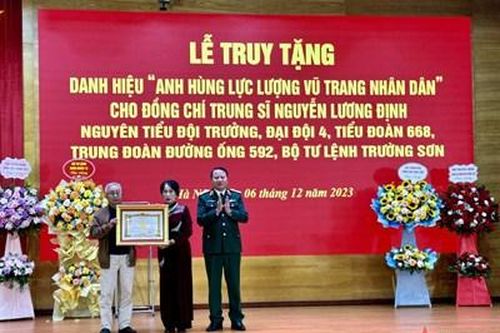 Truy tặng danh hiệu Anh hùng Lực lượng vũ trang nhân dân đối với Trung sĩ Nguyễn Lương Định