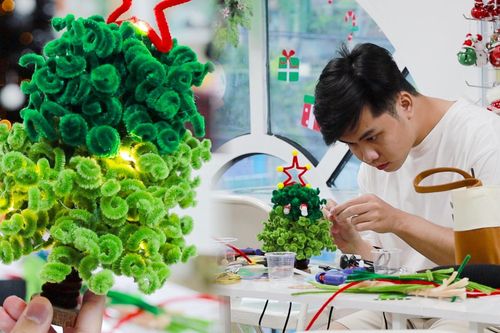 Trào lưu làm cây thông bằng kẽm nhung thu hút giới trẻ dịp Giáng sinh