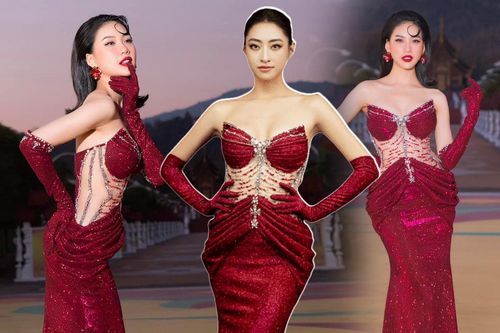 Bùi Quỳnh Hoa 'đụng hàng' váy áo với 1 nàng hậu đình đám, 'layout' son đỏ có giúp vượt mặt?