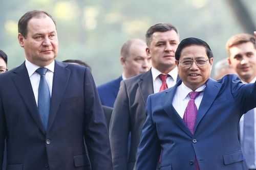 Thủ tướng Phạm Minh Chính chủ trì lễ đón Thủ tướng Belarus