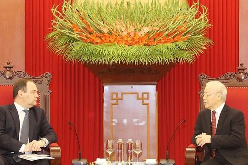 Tổng Bí thư Nguyễn Phú Trọng tiếp Thủ tướng Cộng hòa Belarus