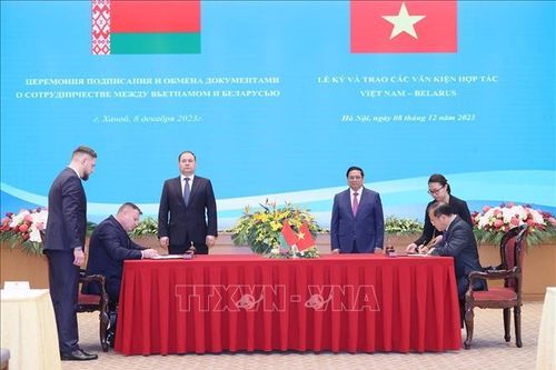 Thủ tướng Phạm Minh Chính và Thủ tướng Belarus chứng kiến lễ ký văn kiện hợp tác giữa hai nước