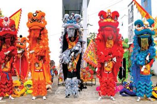 Ðội lân tí hon chào mừng Festival tôm