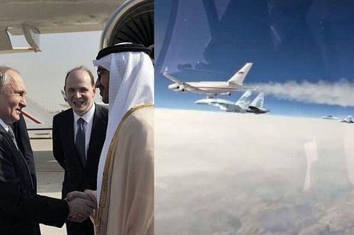 Tín hiệu đặc biệt khi 4 tiêm kích Su-35 hộ tống chuyên cơ Tổng thống Nga Putin tới UAE