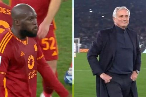 Lukaku ghi bàn và dính thẻ đỏ, Mourinho nhanh trí có hành động 'bí ẩn' giúp AS Roma thoát thua khi bị đuổi 2 người