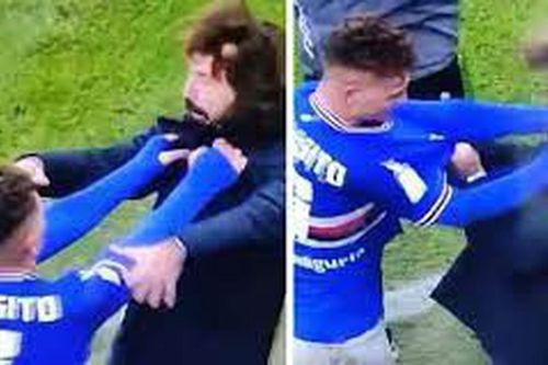 Pirlo ngỡ ngàng vì bị học trò túm cổ lắc như một con búp bê