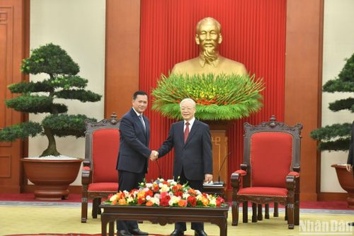 Tổng Bí thư Nguyễn Phú Trọng tiếp Thủ tướng Vương quốc Campuchia Samdech Moha Bovor Thipadei Hun Manet