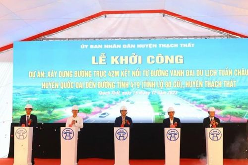 Khởi công Dự án Xây dựng đường trục 42m kết nối đường vành đai du lịch Tuần Châu với huyện Thạch Thất