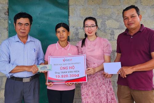 Trao gần 20 triệu đồng đến ông Trần Văn Hiền bị u màng não di căn