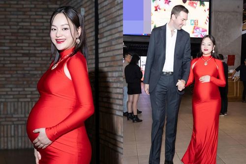 Lan Phương 'bụng bầu vượt mặt' xuất hiện cùng chồng Tây cao 2m gây chú ý