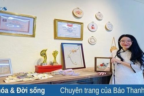 Nghệ nhân trẻ Kim Thoa và những mũi thêu trên lá bồ đề