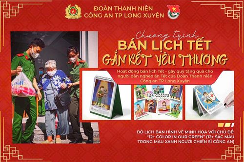 Công an TP. Long Xuyên 'Bán lịch Tết- Gắn kết yêu thương' gây quỹ giúp người dân có hoàn cảnh khó khăn