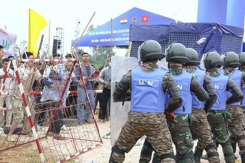 Diễn tập trấn áp biểu tình, cấp cứu nhân viên Liên Hợp Quốc
