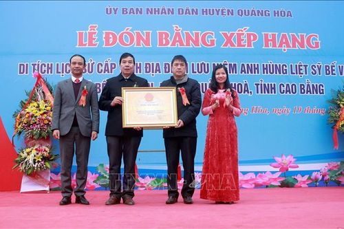 Địa điểm lưu niệm Anh hùng Liệt sỹ Bế Văn Đàn được công nhận là Di tích lịch sử