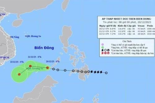 Áp thấp nhiệt đới suy yếu, đi vào Biển Đông