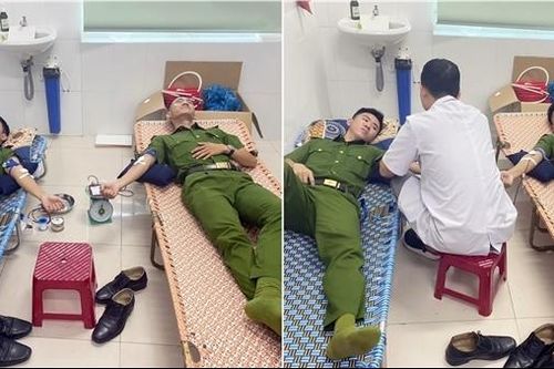 4 cán bộ, chiến sĩ Công an hiến máu cứu 2 bệnh nhân cấp cứu