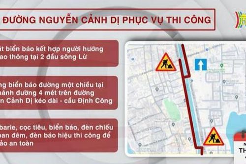 Cấm đường Nguyễn Cảnh Dị phục vụ thi công