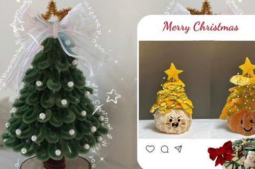 Cây thông Giáng sinh độc lạ: Từ kẽm nhung móc len tới rau củ quả, đã đẹp còn ăn được