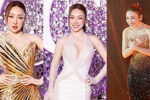 Vợ Chi Bảo thay 3 váy dự sự kiện, Lệ Quyên mặc crop-top khoe body