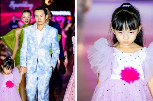 Diễn viên Hồ Quang Mẫn lịch lãm cùng con gái trên sàn diễn