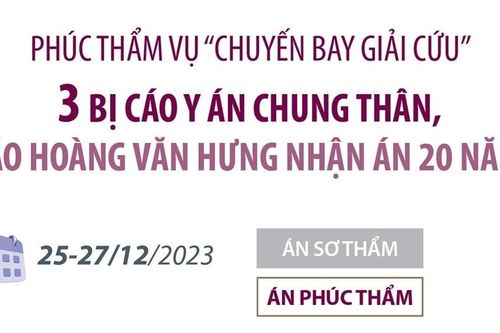 Vụ chuyến bay giải cứu: 3 bị cáo y án chung thân, Hoàng Văn Hưng nhận án 20 năm tù