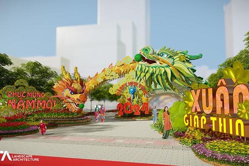 Linh vật Rồng dài hơn 100m tại Đường hoa Nguyễn Huệ Tết 2024