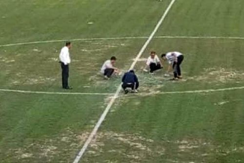 Sơn xanh sân cỏ, chuyện 'độc lạ' chỉ có ở bóng đá… Việt Nam