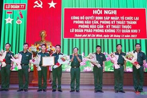 Lữ đoàn Pháo Phòng không 77 (Quân khu 7) sáp nhập, tổ chức lại Phòng Hậu cần, Phòng Kỹ thuật
