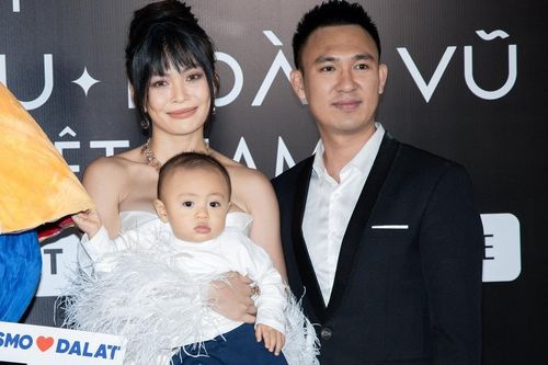 Á hậu Mâu Thủy đưa chồng con lên thảm đỏ
