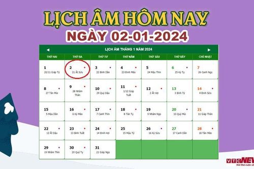 Lịch âm 2/1 - Âm lịch hôm nay 2/1 chính xác nhất - lịch vạn niên 2/1/2024