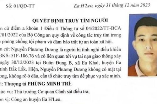 Đắk Lắk truy tìm đối tượng gây tai nạn giao thông rồi bỏ trốn