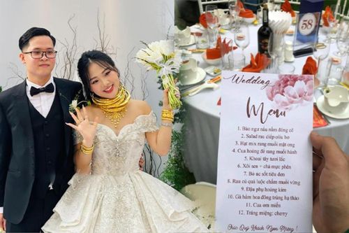Cô dâu Quảng Ninh vàng đeo trĩu cổ, đãi khách mâm cỗ 28 triệu, số tiền chi cho rạp cưới càng choáng