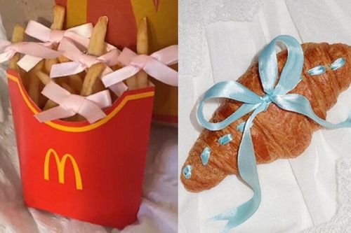 Dân mạng đua nhau theo 'trend' buộc nơ vào đồ ăn