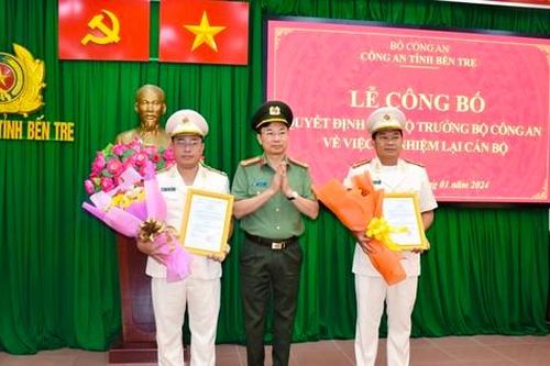 Bổ nhiệm lại 2 Phó Giám đốc Công an tỉnh Bến Tre