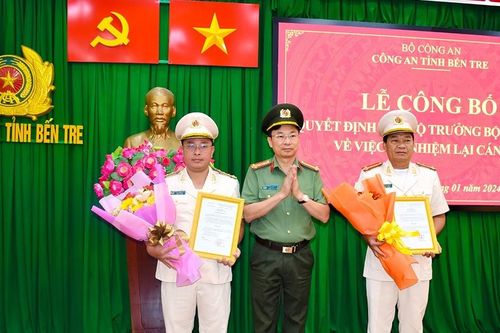 Bổ nhiệm lại hai Phó Giám đốc Công an tỉnh Bến Tre