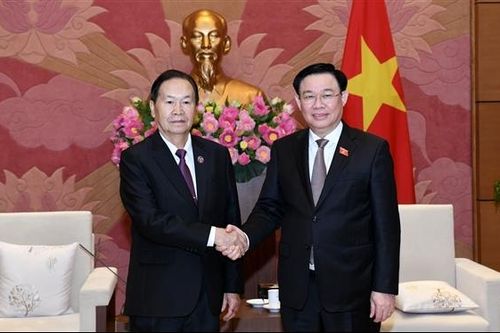 Chủ tịch Quốc hội Vương Đình Huệ tiếp Phó Chủ tịch Quốc hội Lào