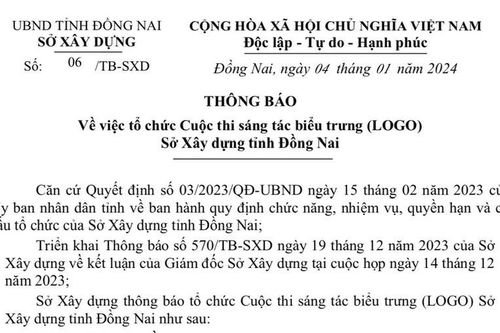 Sở Xây dựng tổ chức thi sáng tác logo, trị giá giải thưởng 50 triệu đồng