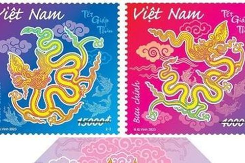 Phát hành bộ tem bưu chính cá chép hóa rồng 'Tết Giáp Thìn' 2024
