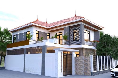 6 mẫu nhà chữ L 2 tầng 600 triệu đồng