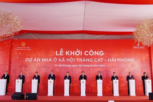 Chủ tịch Quốc hội Vương Đình Huệ dự lễ khởi công dự án nhà ở xã hội tại Hải Phòng