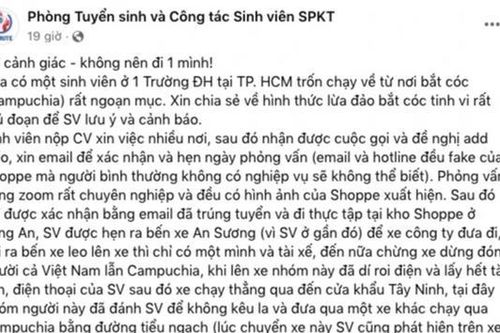 Cảnh giác nguy cơ sinh viên bị bắt cóc khi tìm việc