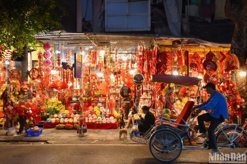 Sắc màu Tết rực rỡ trên phố cổ Hà Nội