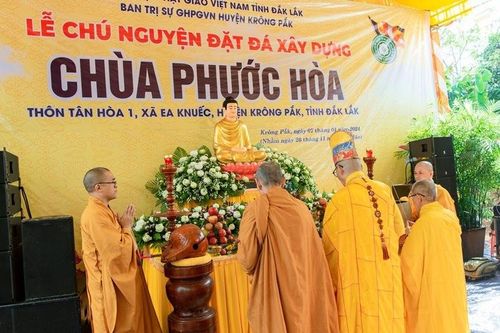Đắk Lắk: Đặt đá trùng tu ngôi Tam bảo chùa Phước Hòa (H.Krông Pắc)