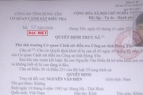 Truy nã đặc biệt 'sát thủ' trong vụ dựng màn kịch cướp 8 tỷ đồng ở Hưng Yên