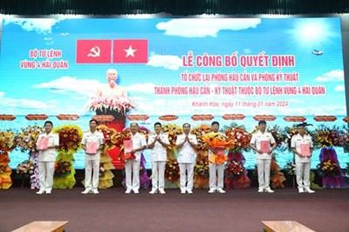 Vùng 4 Hải quân: Công bố quyết định tổ chức lại Phòng Hậu cần và Phòng kỹ thuật