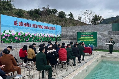Bộ đội biên phòng xây dựng bể bơi huấn luyện phòng, chống đuối nước cho trẻ em biên giới