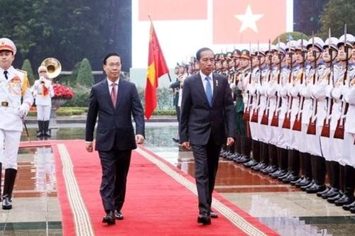 Chủ tịch nước Võ Văn Thưởng chủ trì lễ đón Tổng thống Indonesia Joko Widodo