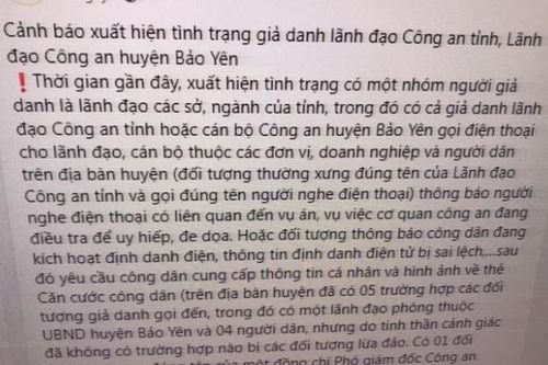 Lào Cai: Cảnh báo tình trạng gọi điện giả danh lãnh đạo công an tỉnh, huyện